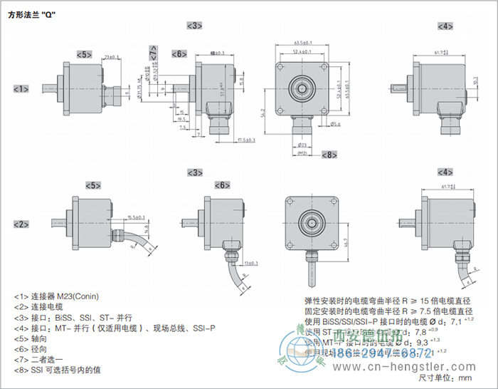 AC58-BiSS/SSI光電絕對(duì)值編碼器(方形法蘭Q) 德國hengstler(亨士樂)編碼器