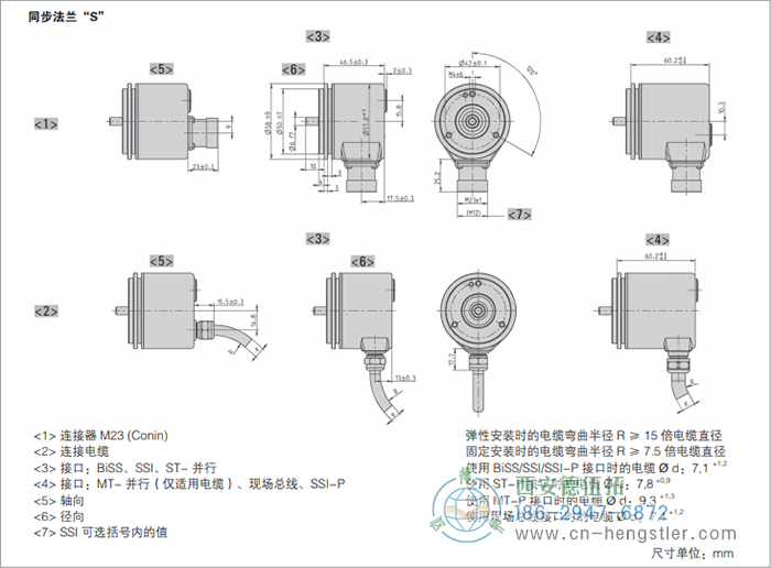 AC58-CANopen光電絕對值型編碼器外形及安裝尺寸(同步法蘭S) 德國hengstler(亨士樂)編碼器